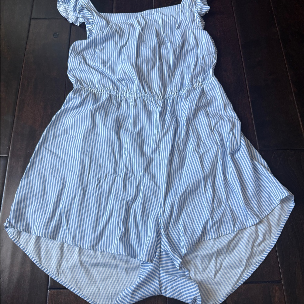 H&M DIVIDED Blue and White Striped Romper 100% Viscose